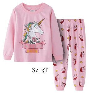 Girls Pajama Set, Unicorn Graphic, 2 Piece, Sz 3T, NWT, Pink, Long Sleeve & Pant